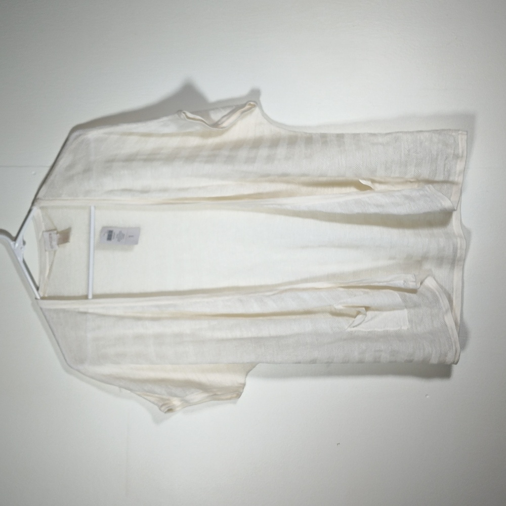 NWT Chico's Harmony Cardigan in Optic White Open Front Short Sleeve Sweater Med